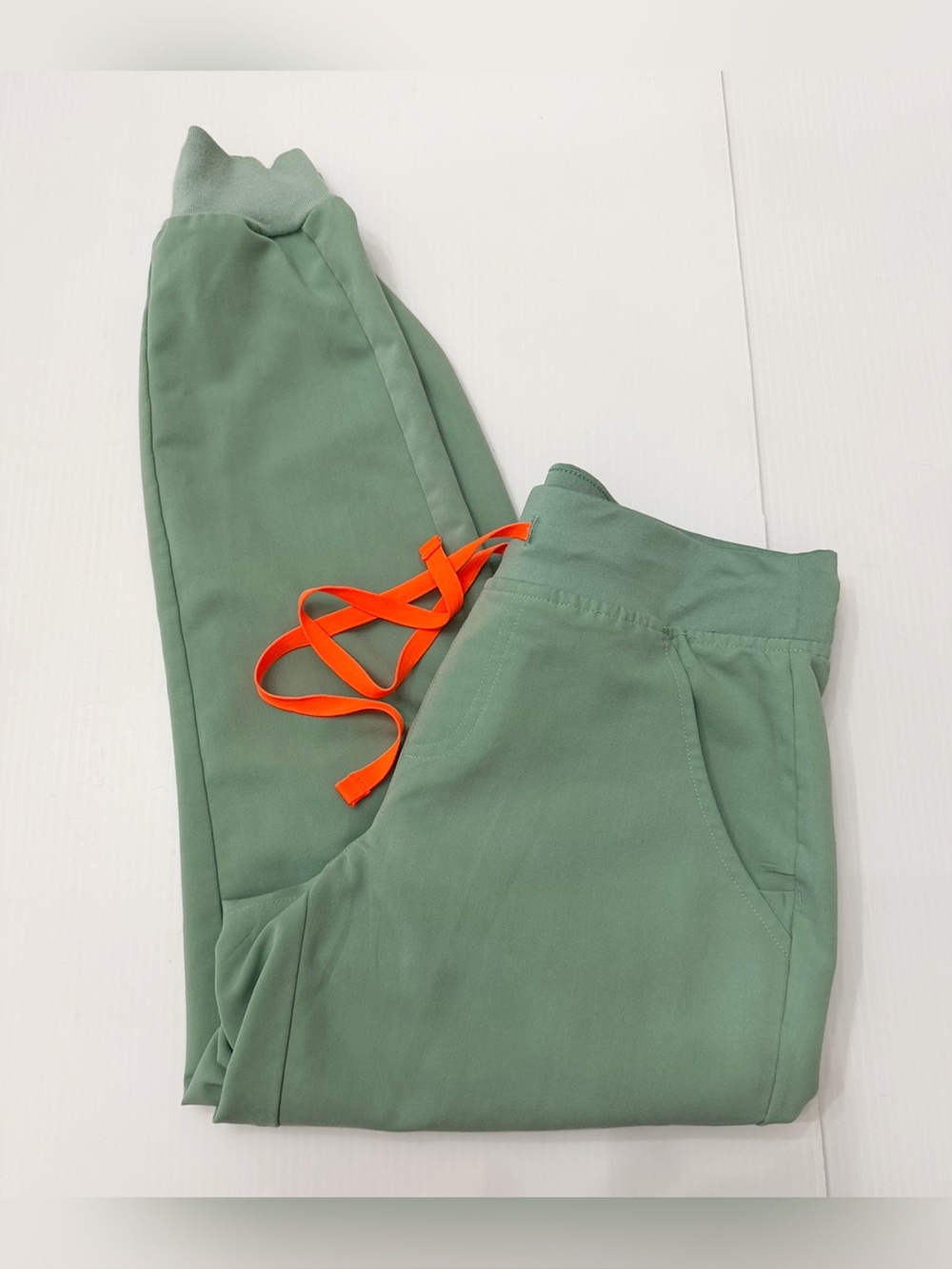 Figs Jade Green Zamora Joggers with Orange Drawstring Size XSP